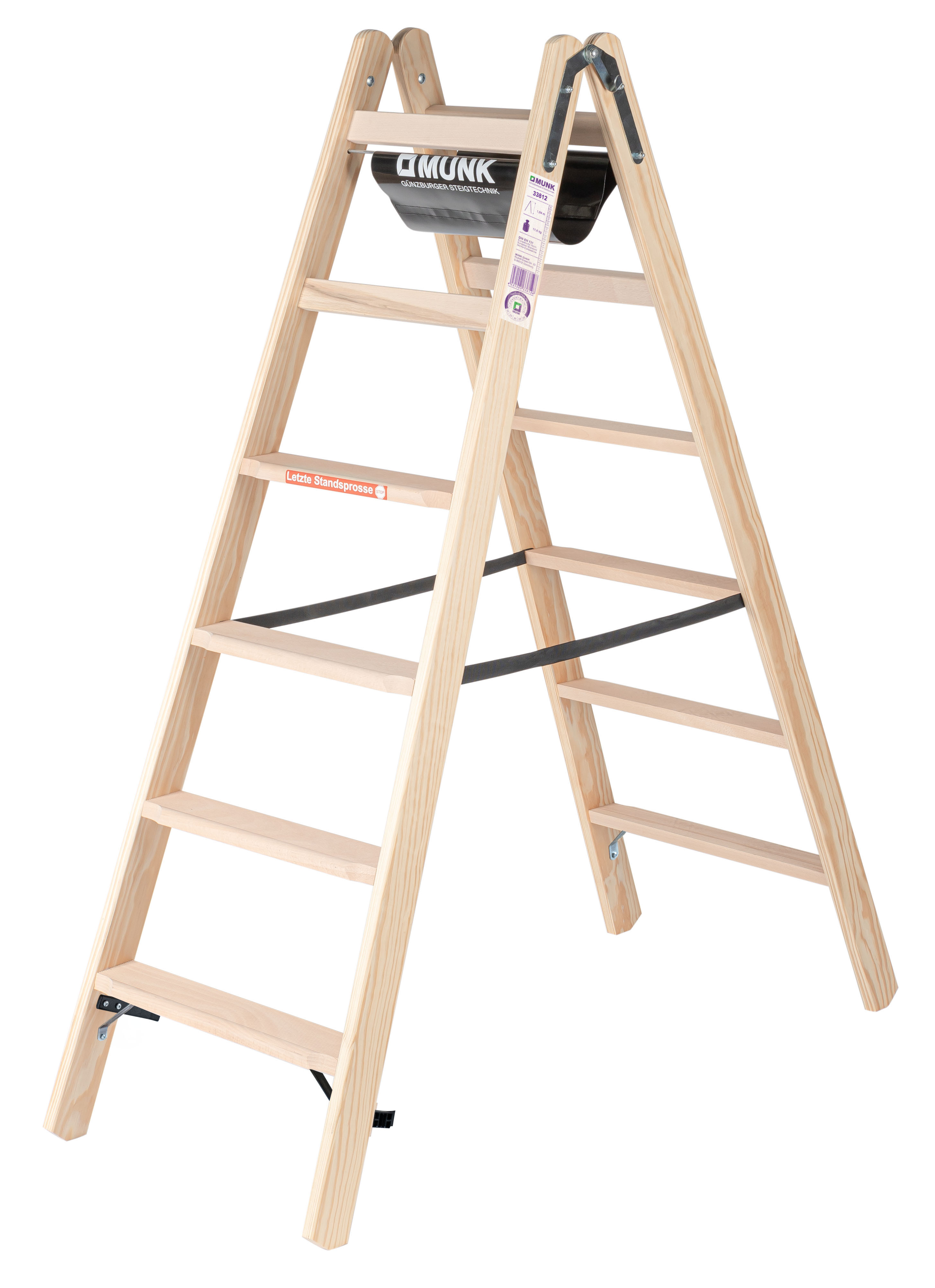 Stufen-Stehleiter Holz beidseitig begehbar 2x6 Stufen