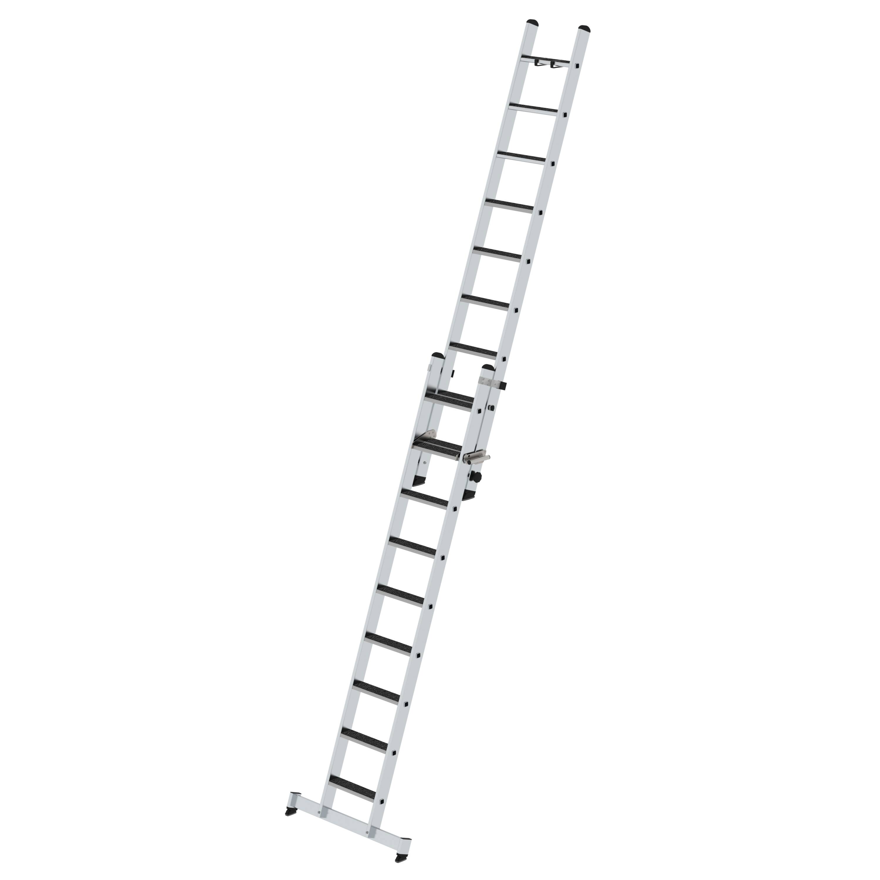 Stufen-Schiebeleiter 2-teilig mit nivello-Traverse und clip-step R13 2x9