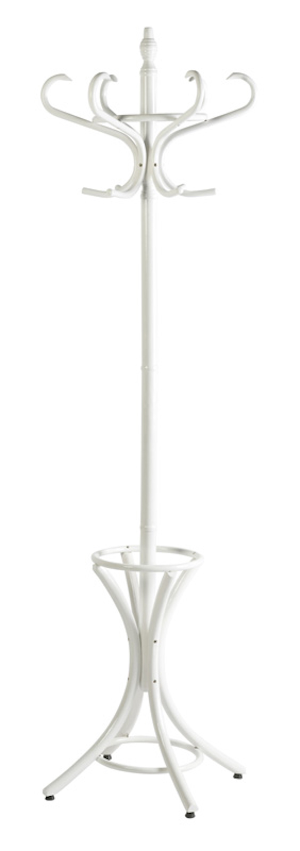 Freistehender Garderoben- & Regenschirmständer aus Holz | Höhe 185cm | Drehbare Krone & 12 Haken | Weiß