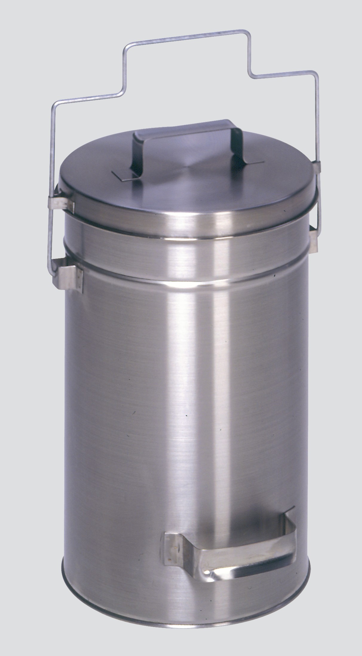 Robuster Sicherheitsbehälter mit Deckel & Tragebügel | HxBxT 38x27x27cm | Edelstahl | Grau