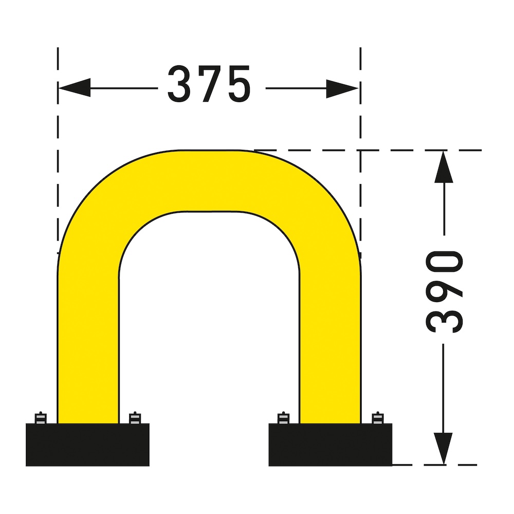 Rammschutz-Bügel Swing mit PU-Federelement | HxB 39x37,5cm | Rohr-Ø 7,6cm | Kunststoffbeschichteter Stahl | Gelb