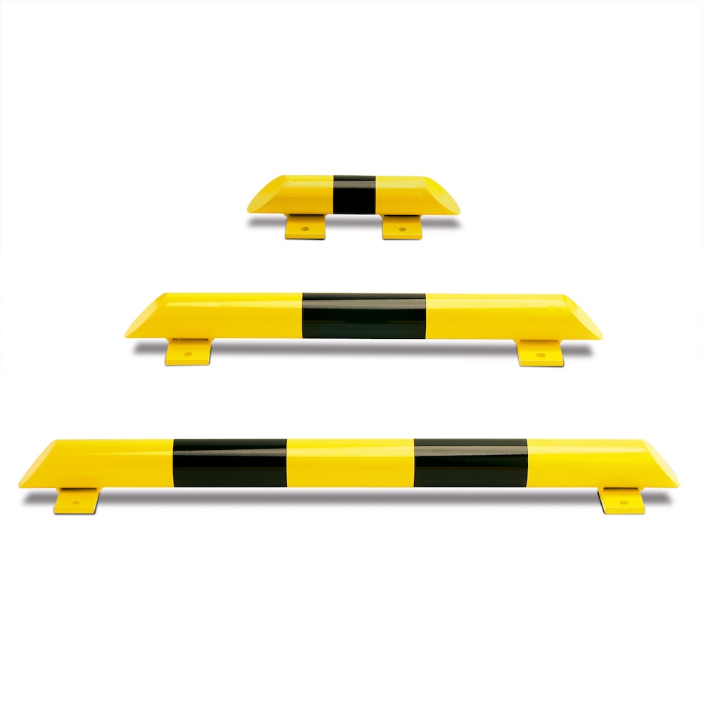 Rammschutz-Balken | HxT 8,6x80cm | Rohr-Ø 7,6cm |  Kunststoffbeschichteter Stahl | Schwarz-Gelb