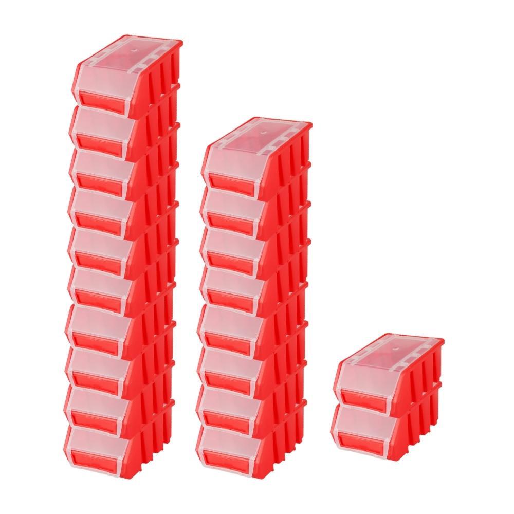 SuperSparSet 20x Sichtlagerbox 2 mit Deckel | HxBxT 7,5x11,6x16,1cm | Polypropylen | Rot