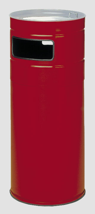 Robuster Kombiascher mit 2-Fach-Einwurf | 104 Liter, HxBxT 99x43,5x43,5cm | Verzinkter Stahl | Rot