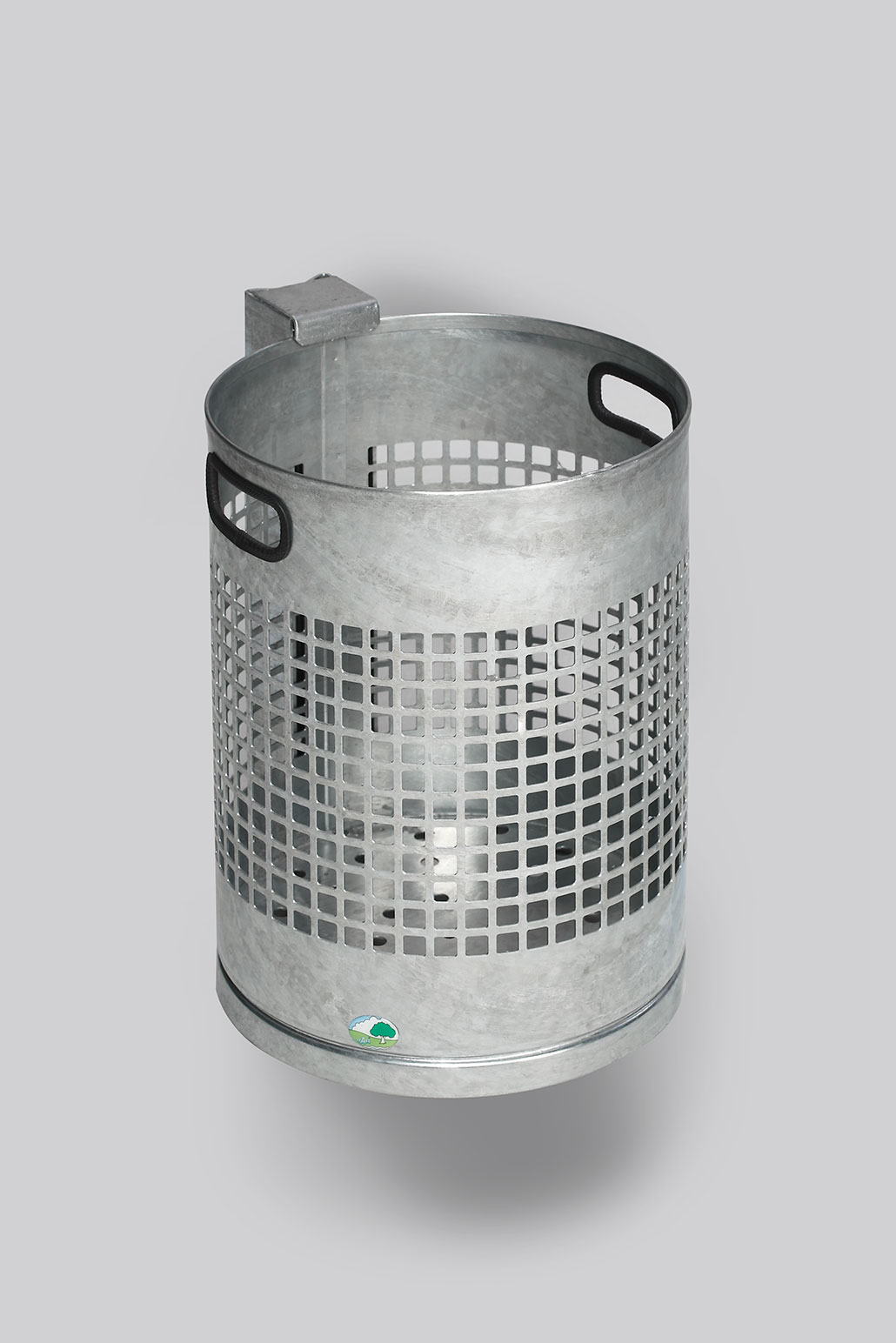 Abfallsammler zur Wand- oder Rohrbefestigung | 30 Liter, HxBxT 46x33x33cm | Verzinkter Stahl | Feuerverzinkt