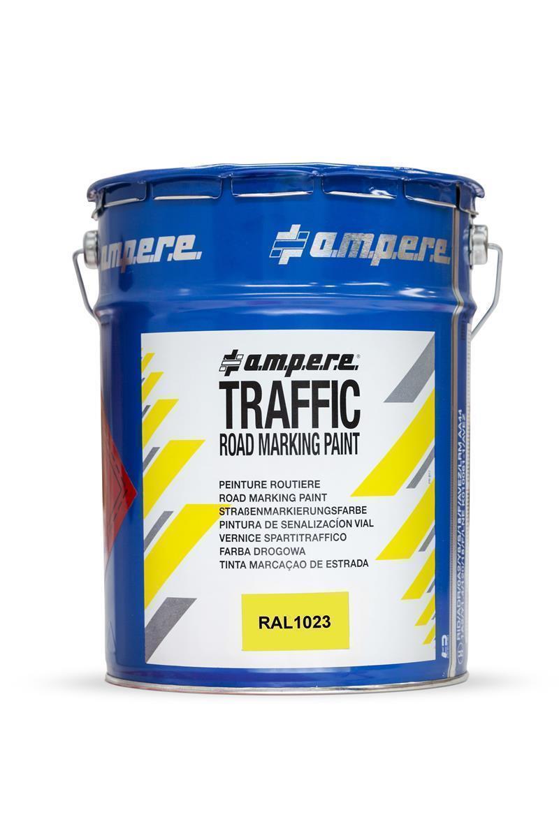 AMPERE 2x 5kg Straßenmarkierungsfarbe TRAFFIC ROAD MARKING PAINT | Zur professionellen Markierung von Straßen aus Beton & Asphalt | 10kg | Gelb