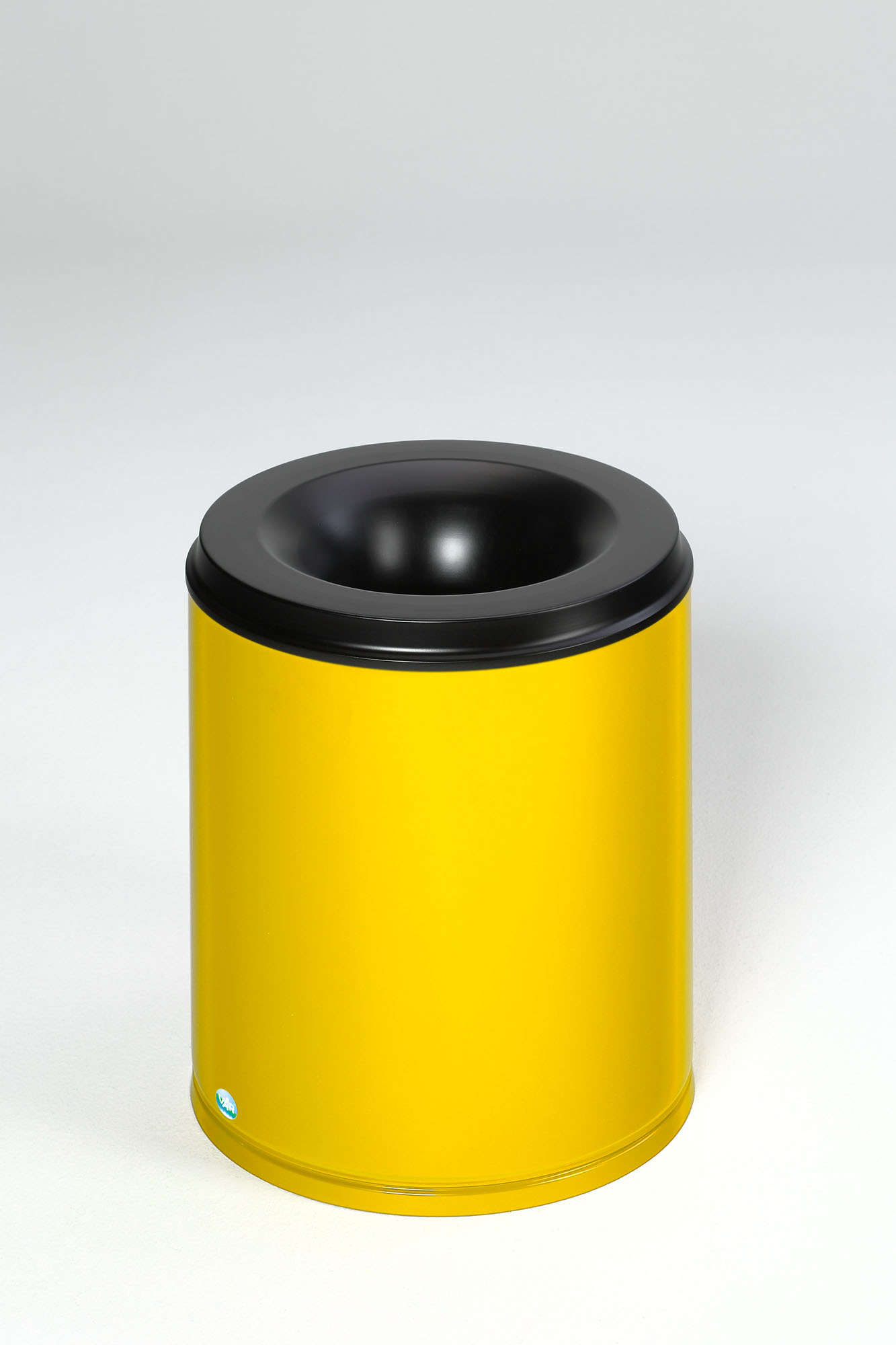 Selbstlöschender Papierkorb | 80 Liter, HxBxT 56x46,5x46,5cm | Verzinkter Stahl | Gelb