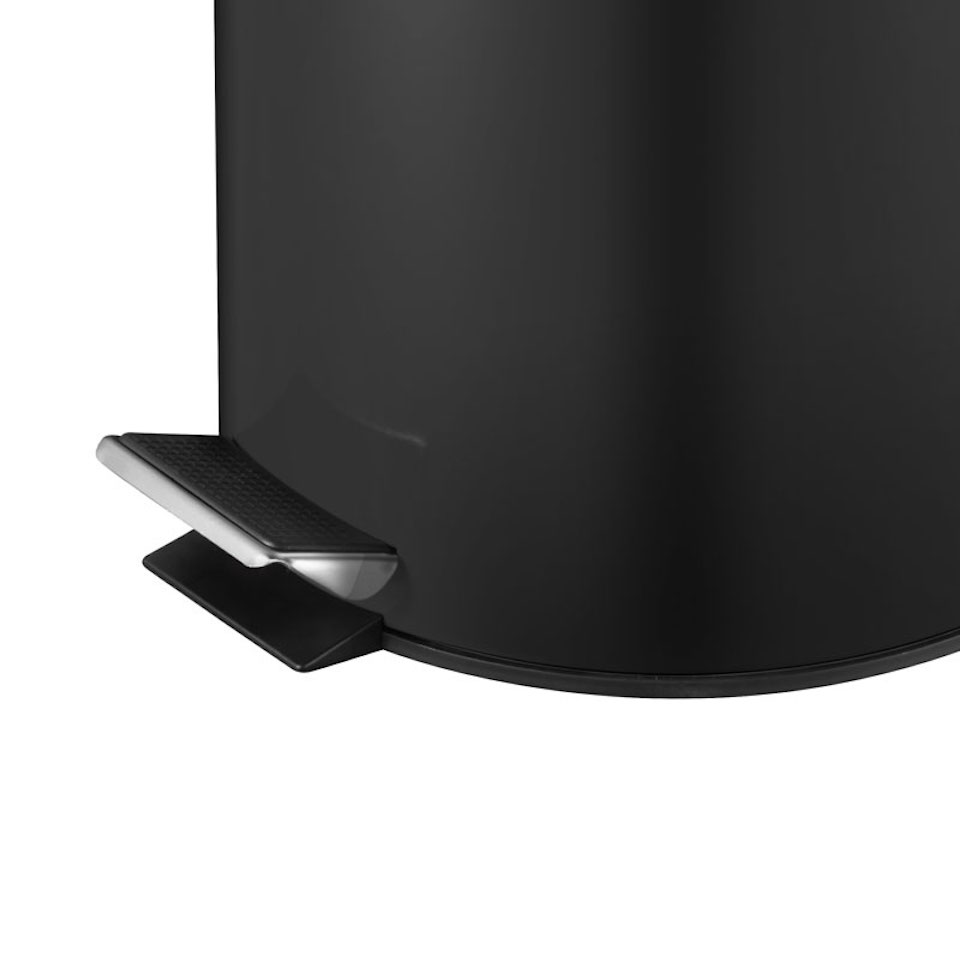 Runder Tretabfallsammler mit herausnehmbaren Kunststoff-Inneneimer | 20 Liter, Höhe 44,5cm | Schwarz