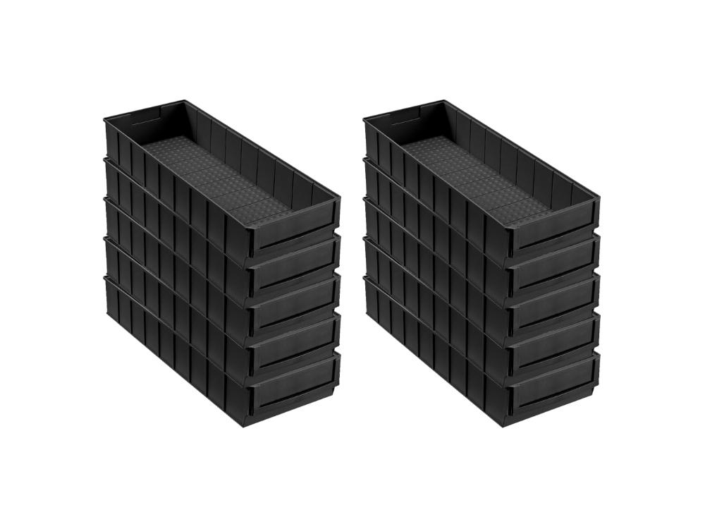 Leitfähige Industriebox 500 B | HxBxT 8,1x18,3x50cm | 6 Liter | ESD, Sichtlagerkasten, Sortimentskasten, Sortimentsbox, Kleinteilebox