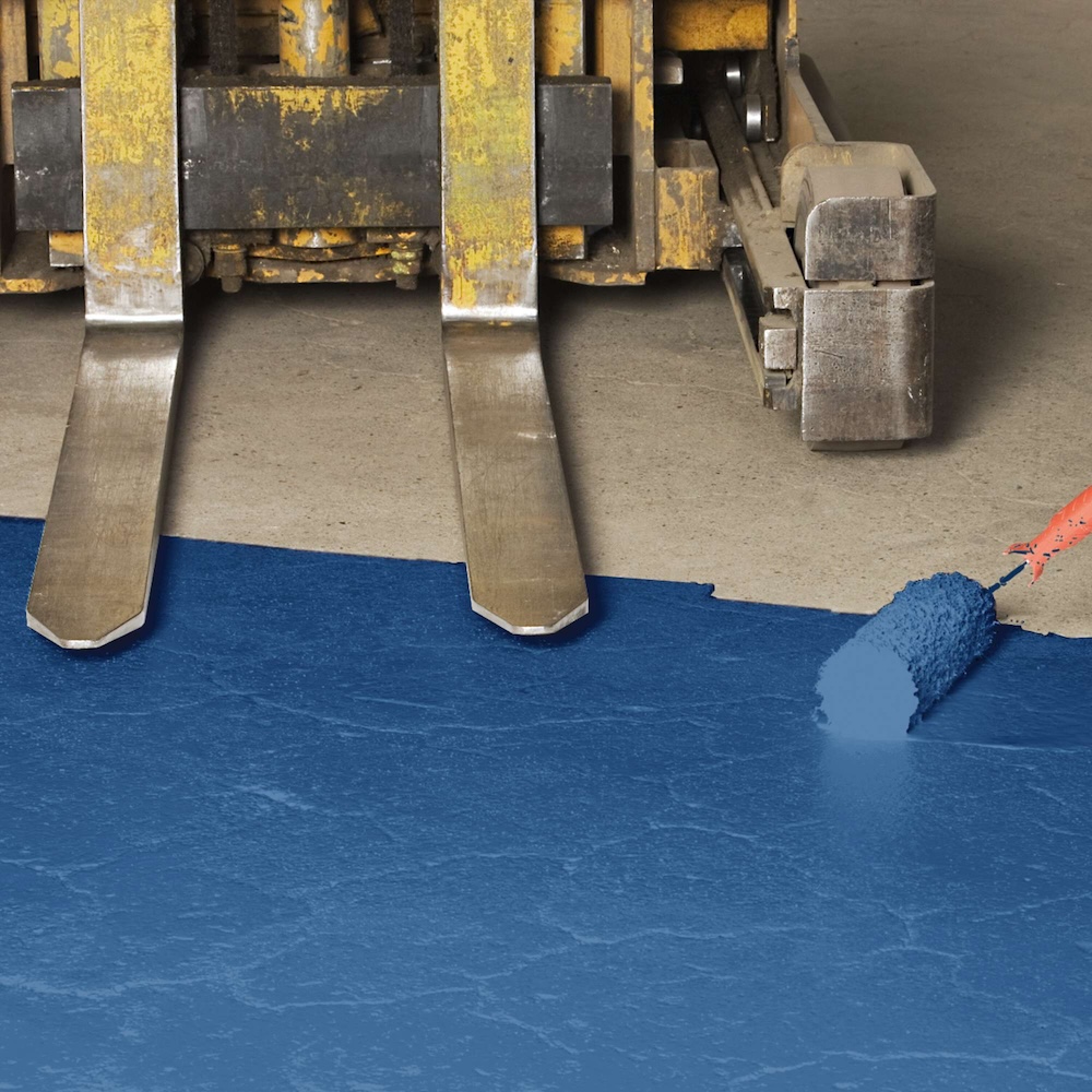 Antirutsch-Bodenbeschichtungsfarbe für Industrieböden im Innen- & Außenbereich | Blau (vgl. RAL 5017) | Für 20qm, 5L-Gebinde | Rutschklasse R10 | Staplergeeignet, Rutsch- & Abriebfest, Widerstandsfähig, Hochdeckend, Silikonfrei
