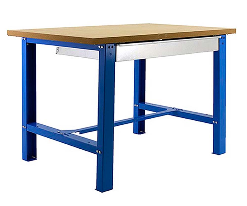 Werkbank Buffalo Wood mit Schublade | HxBxT 87x150x75cm | Traglast 600kg | Blau