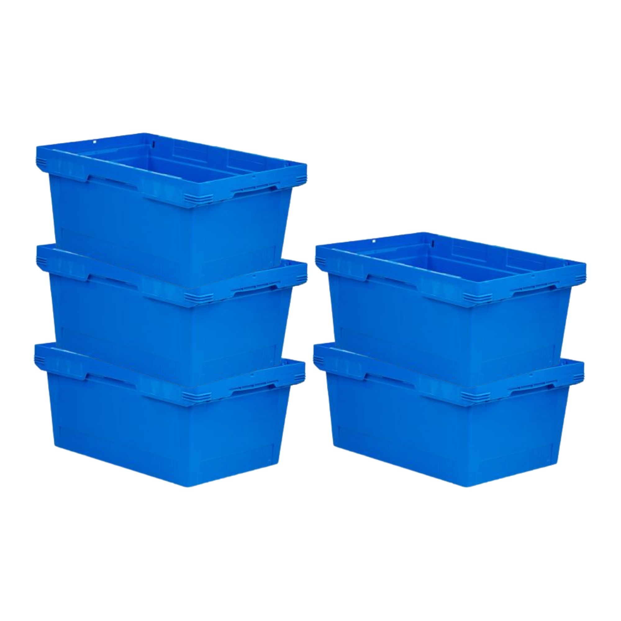 SparSet 5x Conical Mehrweg-Stapelbehälter Blau | HxBxT 27,3x40x60cm | 47 Liter | Lagerbox Eurobox Transportbox Transportbehälter Stapelbehälter