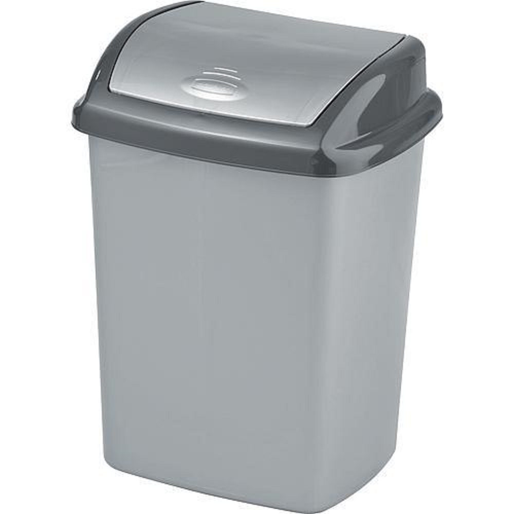 Abfallbehälter mit Schwingdeckel | 25 Liter Fassungsvermögen | Silber