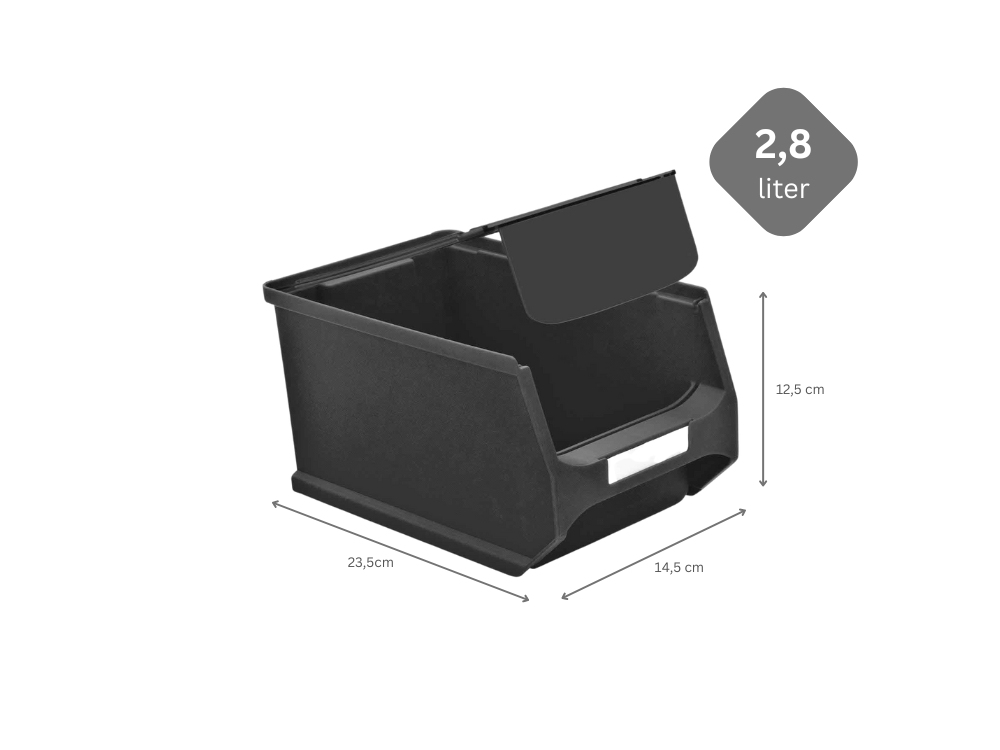 Wandleiste mit 4x Leitfähige Sichtlagerbox 3.0 mit Abdeckung | HxBxT 12,6x60,5x23,6cm | ESD, Wandhalterung, Kleinteileaufbewahrung, Sortimentsboxhalterung