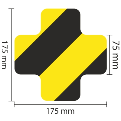 Stellplatzmarker | X-Stück | 25 Stück | Schenkelbreite 7,5cm | Polyester (PET) 0,2mm | Für glatte & spaltfreie Böden | Gelb/Schwarz
