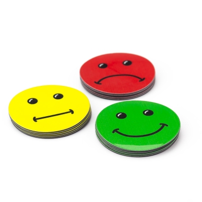 Großes Magnetsymbole Zubehör-Set| 15x Smileys, 4x Daumen, 20x Kreise & 6x Pfeile | Rot/Gelb/Grün