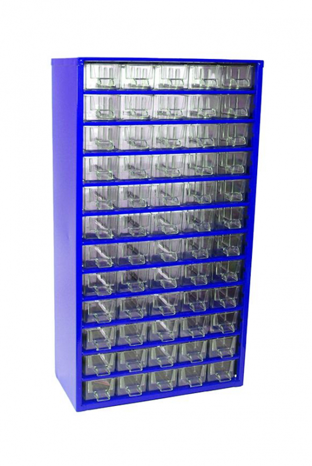 Cosima Kleinteilemagazin mit 60 Schubfächer Metallgehäuse blau | HxTxB: 55,1x15,5x30,6cm | Kleinteileregal, Sortimentsboxen, Sortimentskastenregal, Regalsystem