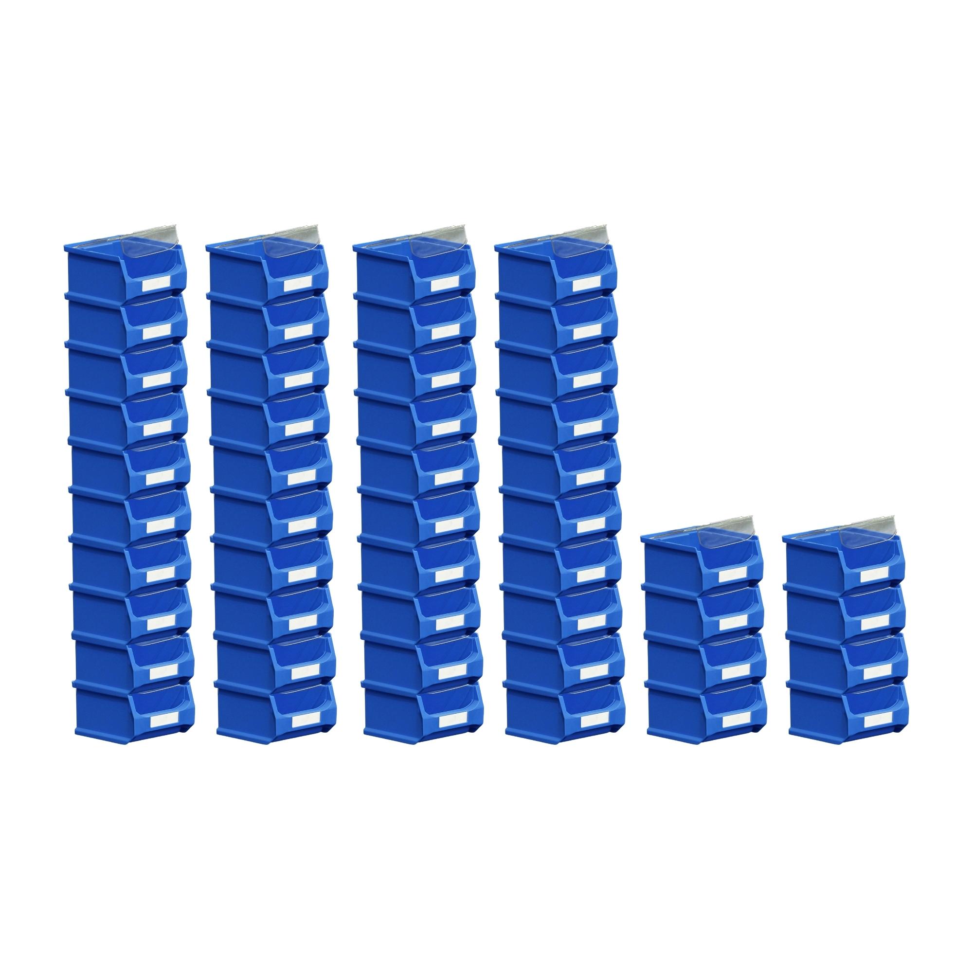 SuperSparSet 48x Blaue Sichtlagerbox 1.0 mit Abdeckung | HxBxT 6x10x10cm | 0,4 Liter | Sichtlagerbehälter, Sichtlagerkasten, Sichtlagerkastensortiment, Sortierbehälter