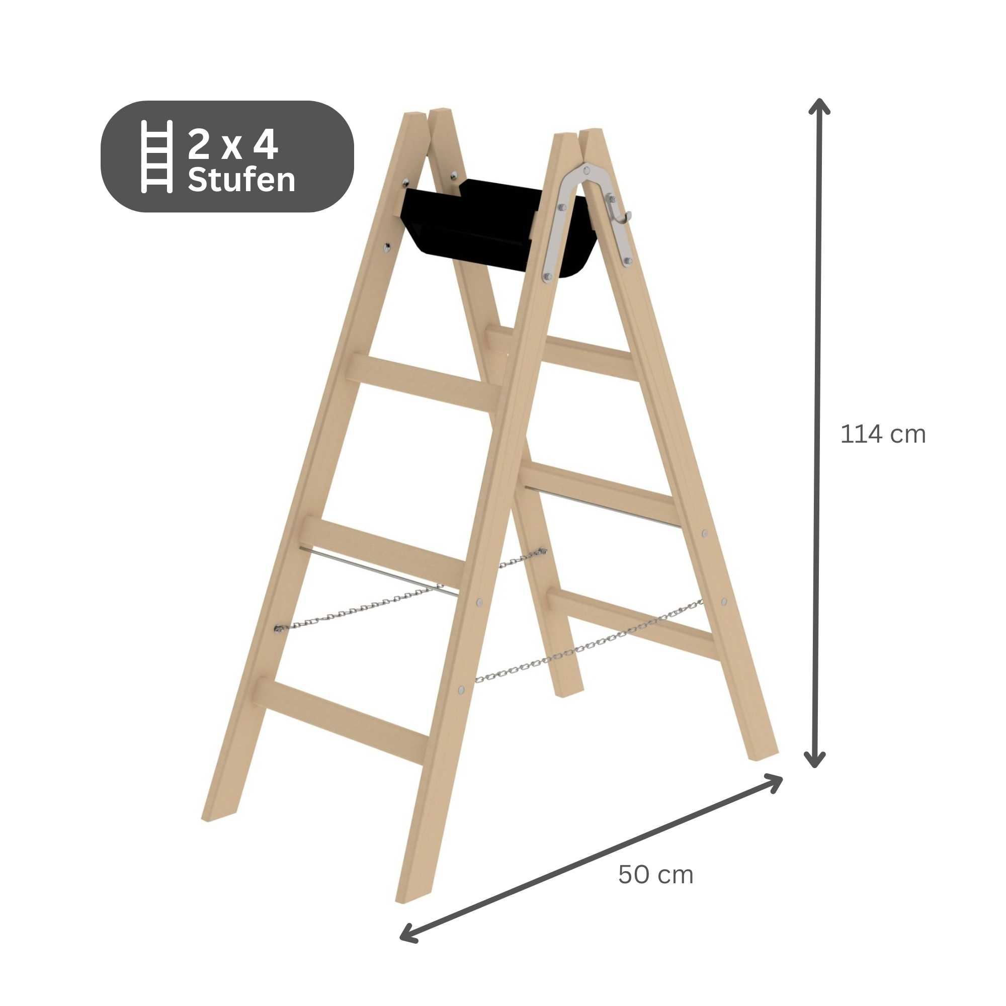 Sprossen-Stehleiter Holz 2x4 Sprossen