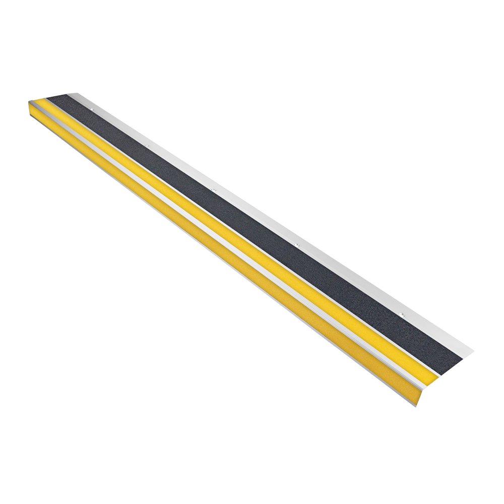 Antirutsch-Treppenkantenprofil für den Innenbereich | General Line | Rutschklasse R10 Soft | Trittfläche 120cm, HxBxT 3,3x60x12cm | Schwarz/Gelb/Gelb