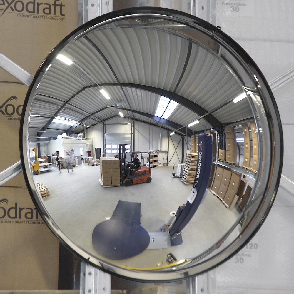 Kompakter Innenraumspiegel aus Acrylglas | ØxT 45x10cm | Beobachtungsabstand 4m | Weites Blickfeld & extrem großes Beobachtungsfeld