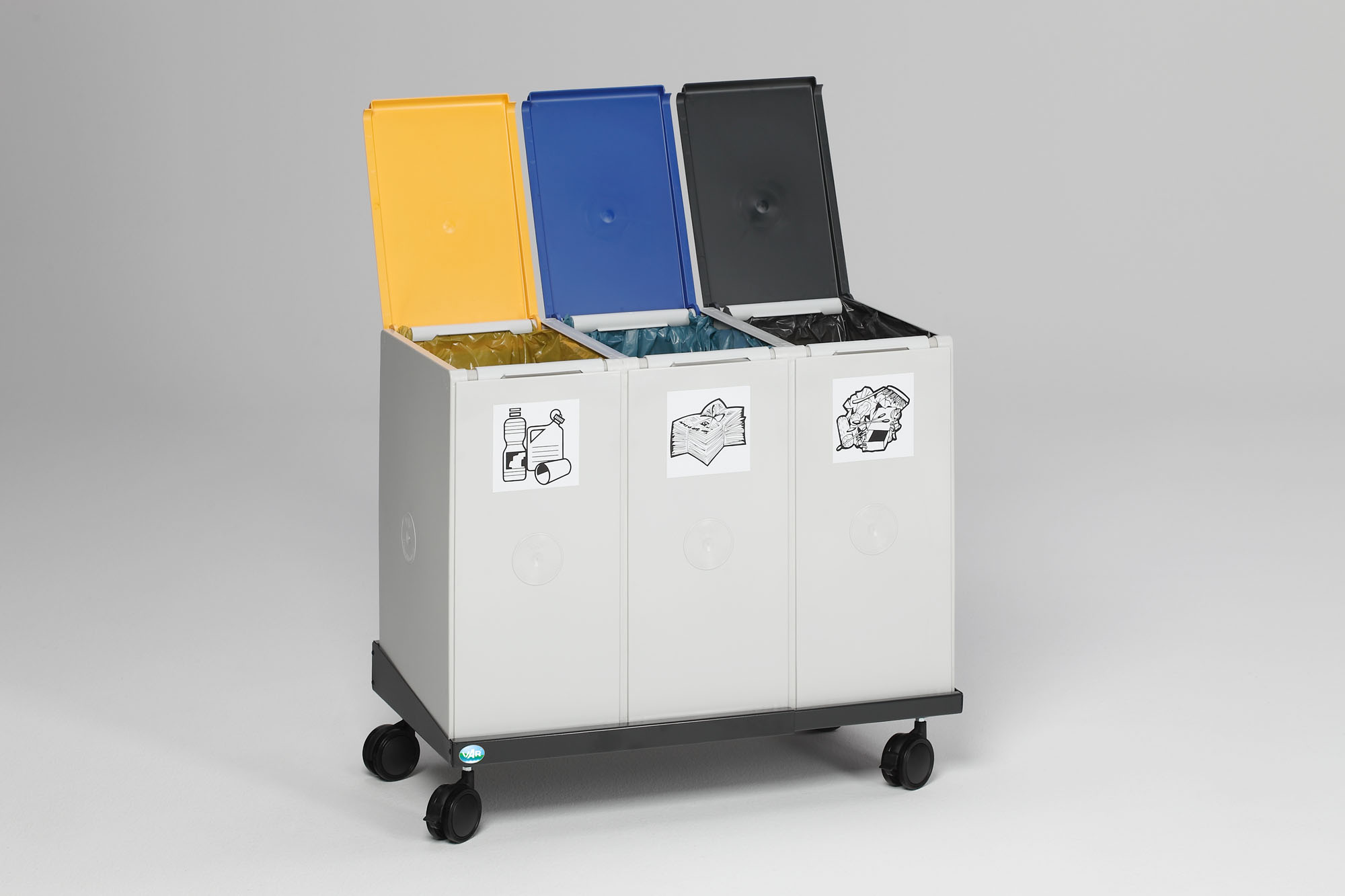 Systemrollwagen für Abfall- und Wertstoffsammelsystem | HxBxT 11x101/141x41,5cm | Anthrazit