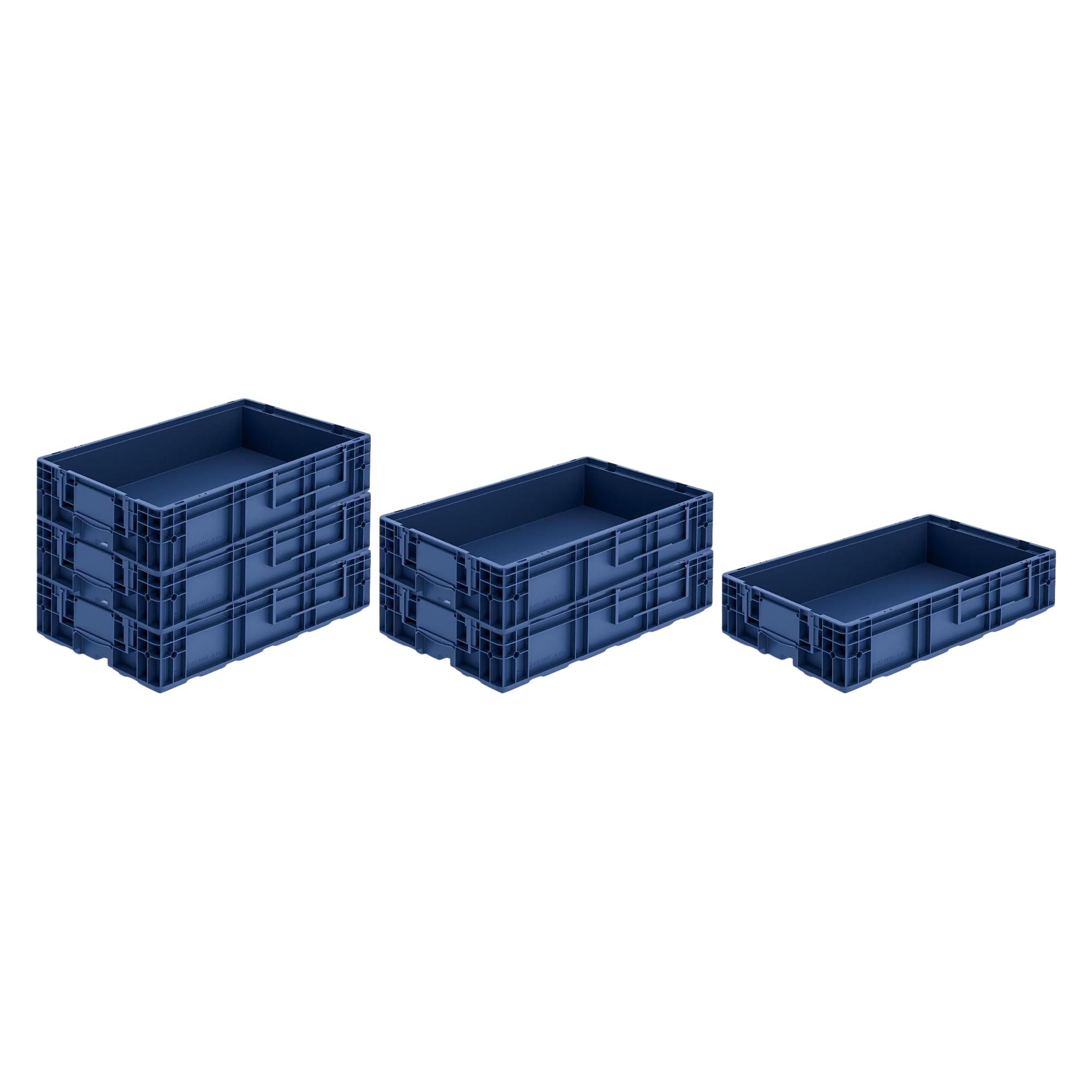 SuperSparSet 6x VDA KLT Kleinladungsträger mit Verbundboden | HxBxT 14,7x40x60cm | 22 Liter | KLT, Transportbox, Transportbehälter, Stapelbehälter