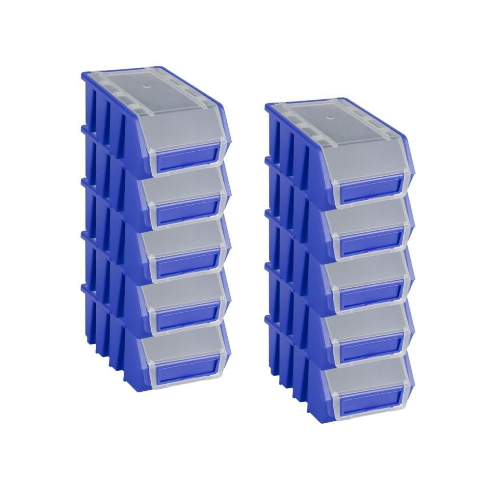 SuperSparSet 10x Sichtlagerbox 2 mit Deckel | HxBxT 7,5x11,6x16,1cm | Polypropylen | Blau