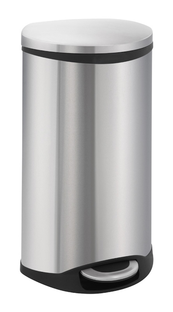 Auffallender muschelförmiger Treteimer | 30 Liter, HxBxT 69x34x37,5cm | Edelstahl