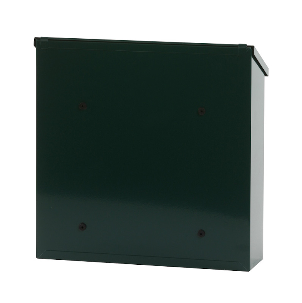 Wandbriefkasten Malagan mit Zylinderschloss | HxBxT 37x37x11,5cm | Einwurföffnung 35,8 x 4cm | Grün