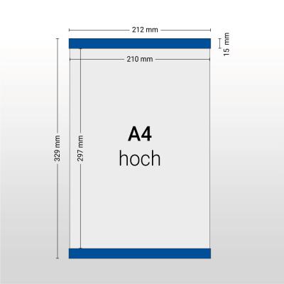 Selbsthaftende Infotaschen A4 Hochformat | 2 Stück | PVC 0,5mm | Blau