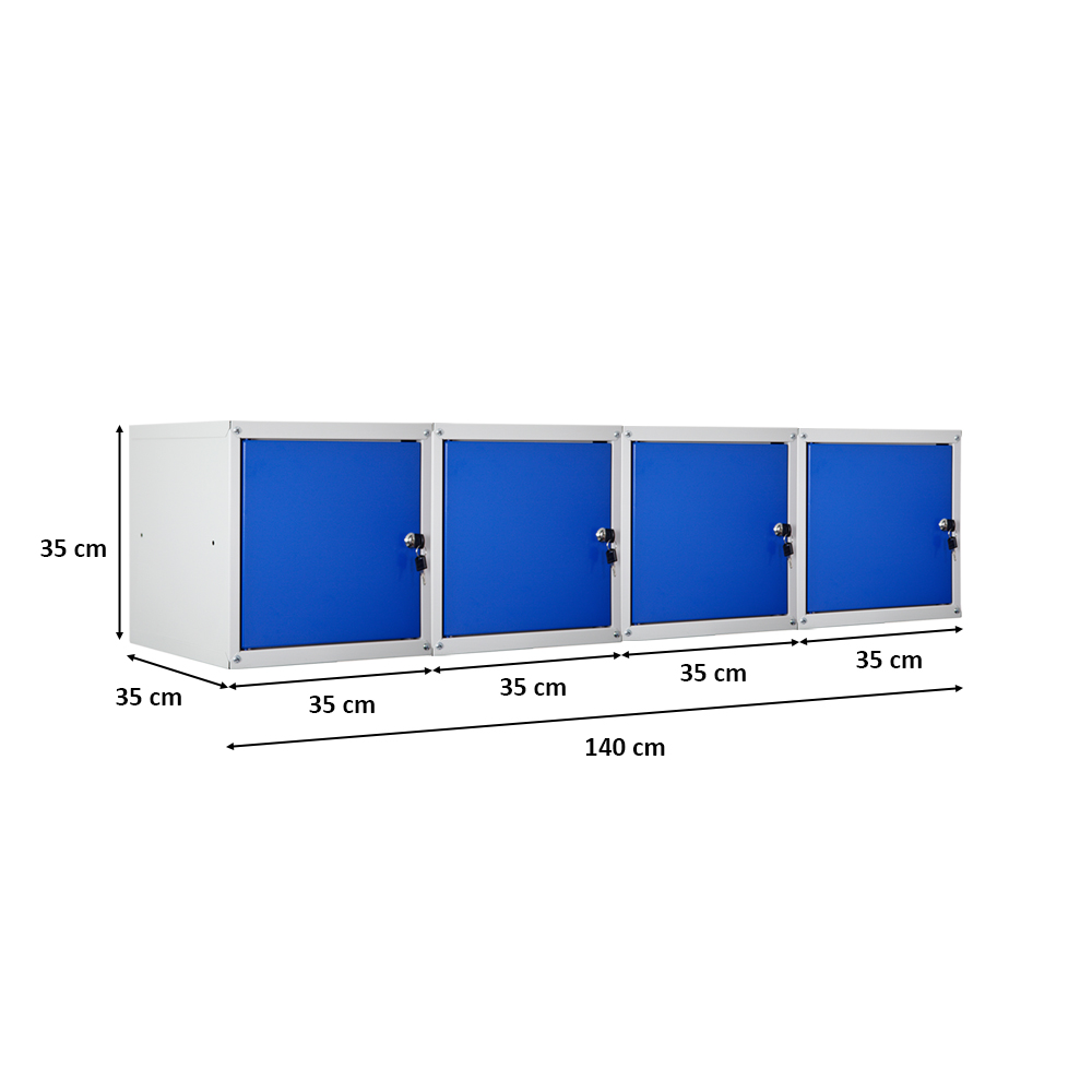 Mega Deal | 4x Schließfachwürfel Cubic | HxBxT 35x35x35 cm | Grau-Blau