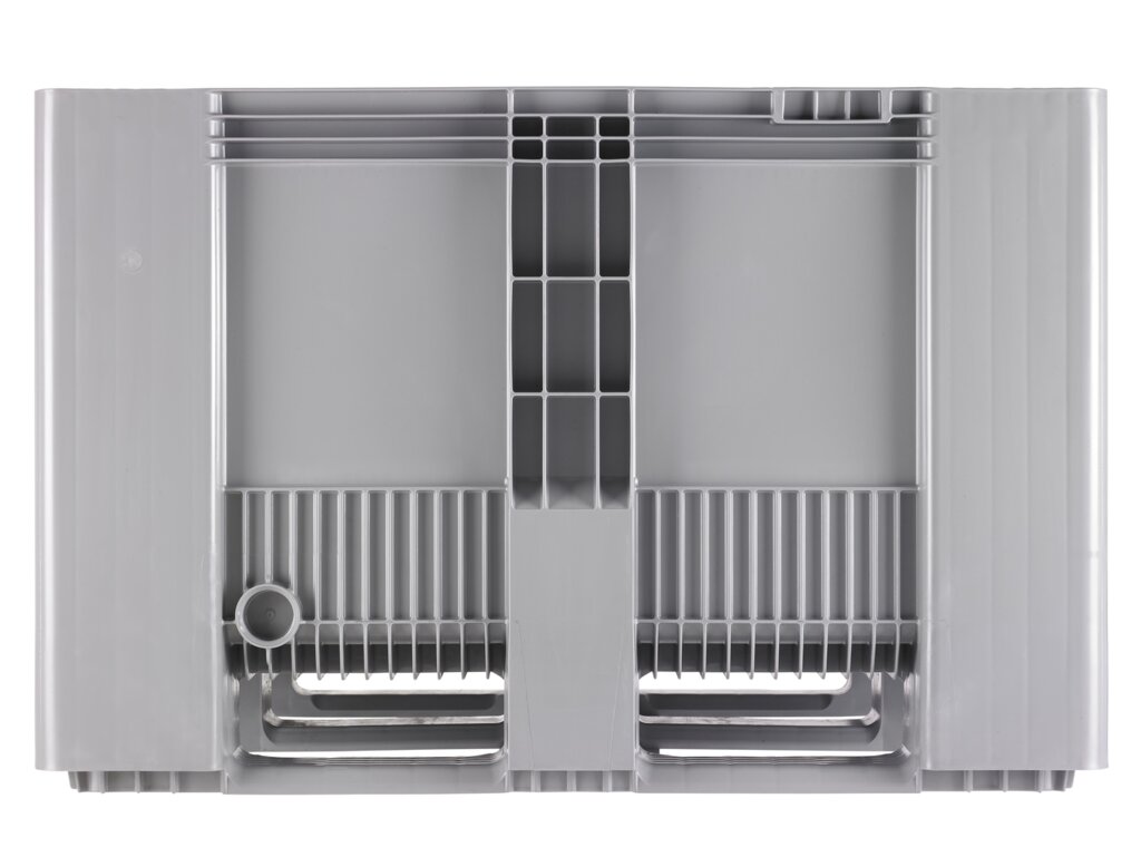Palettenbox Industriemaß Pro | HxBxT 79x120x100cm | 610 Liter | Polyethylen | 3 Kufen & geschlossenen Wänden | Hellgrau