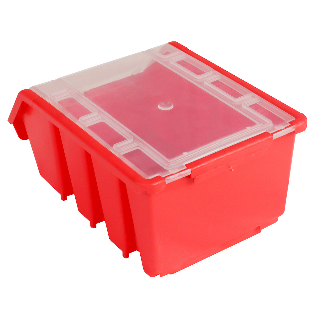 Sichtlagerbox 2 mit Deckel | HxBxT 7,5x11,6x16,1cm | Polypropylen | Rot