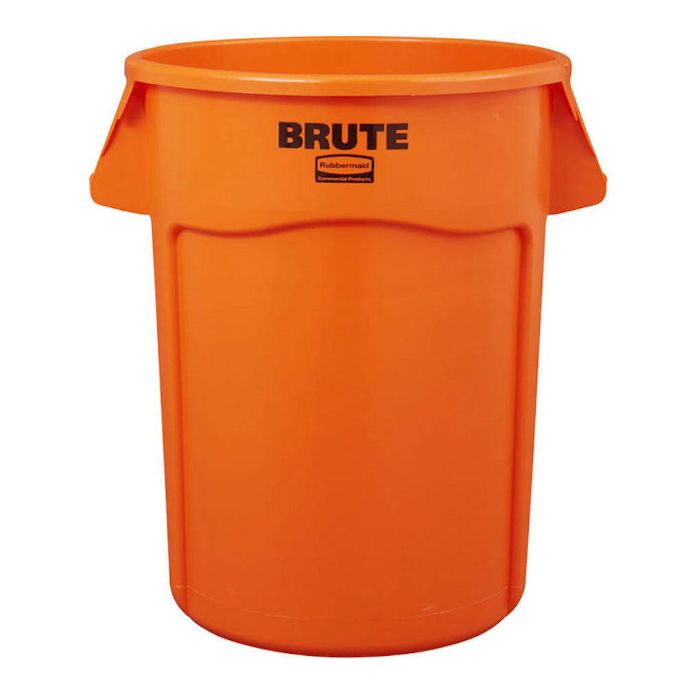 Rubbermaid Brute runde Mehrzwecktonne mit Belüftungskanälen | 121,1 Liter, HxBxT 69,2x63,5x55,5cm | aus widerstandsfähigem Kunststoff (PE) | Orange