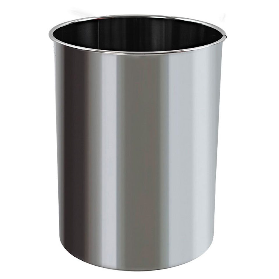 Stillvoller runder Metall Papierkorb | 15 Liter, HxØ 30,5x25,5cm | Edelstahl