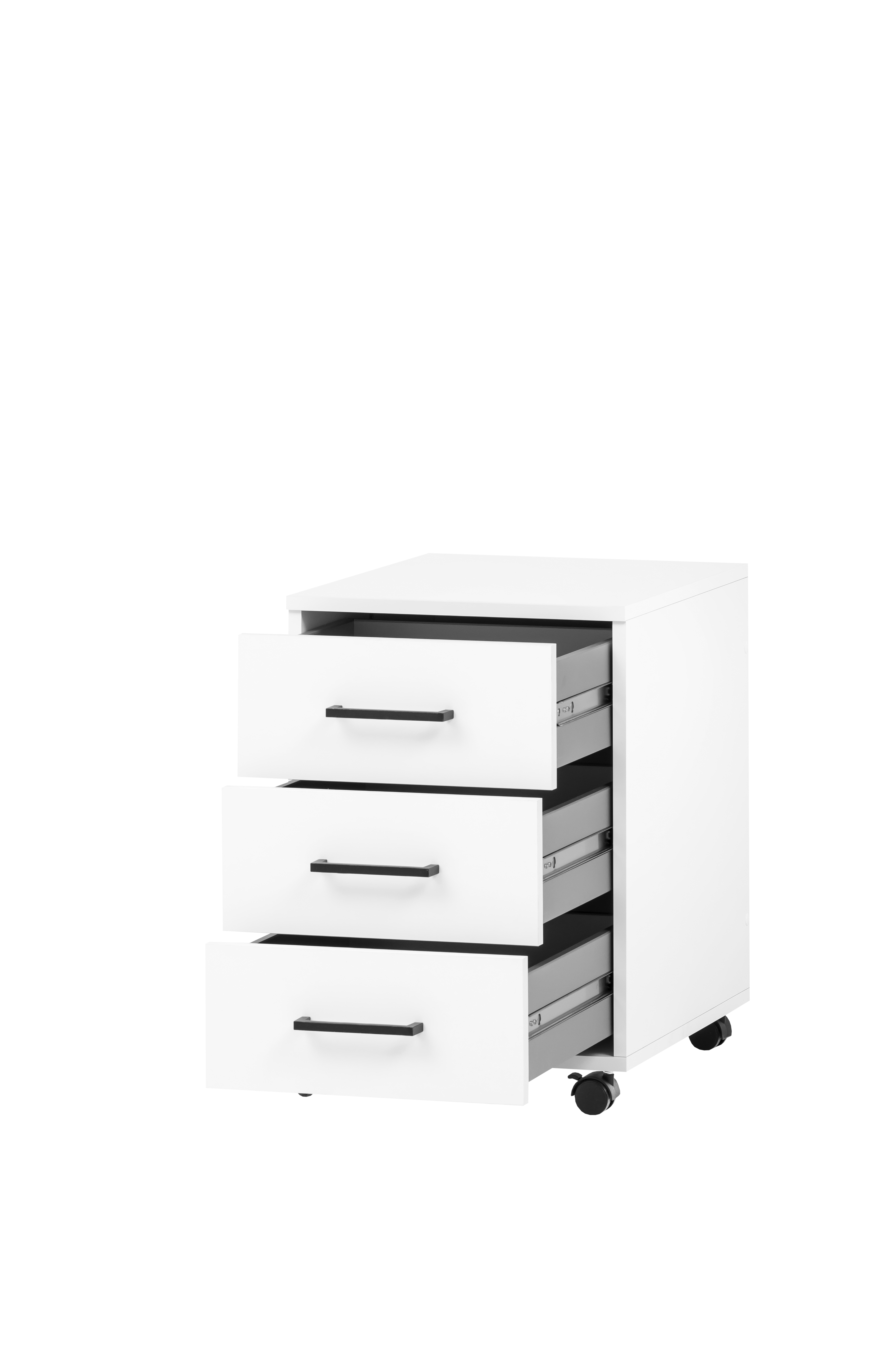 Möbelpartner Rollcontainer Panda | HxBxT 57x40x50cm (Höhe mit Rollen) | 3 Schubladen | Weiß