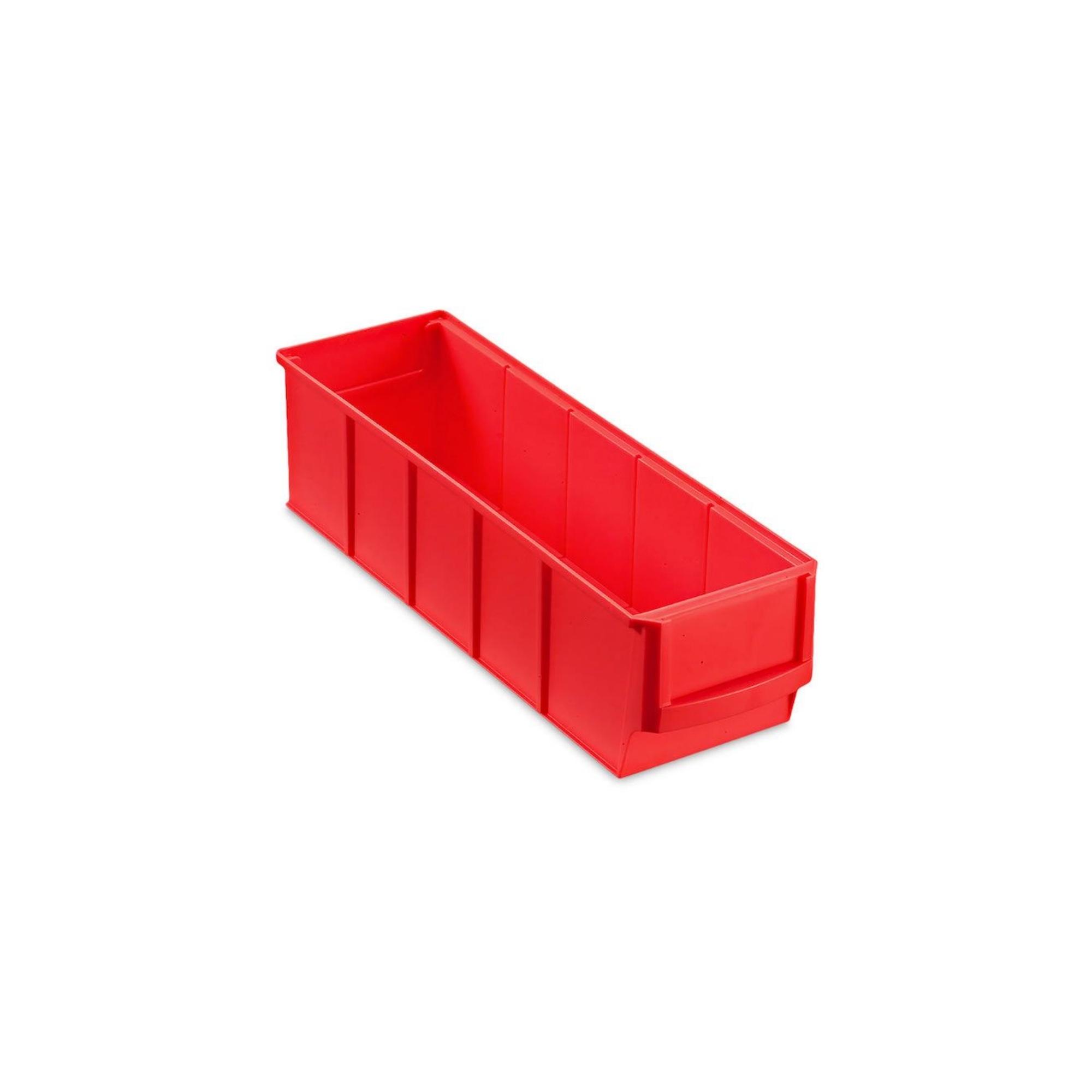 Rote Industriebox 300 S | HxBxT 8,1x9,1x30cm | 1,6 Liter| Sichtlagerkasten, Sortimentskasten, Sortimentsbox, Kleinteilebox