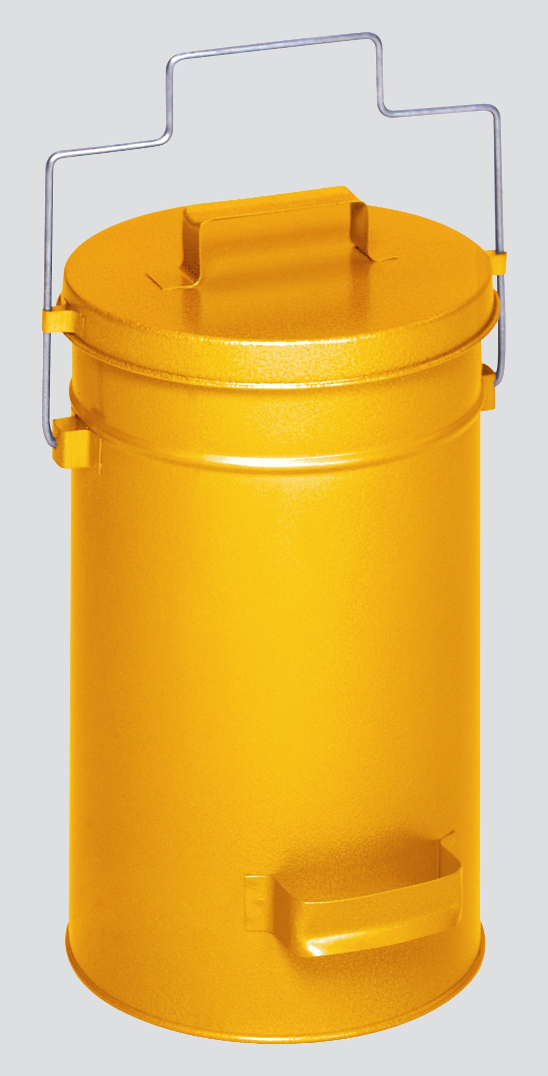 Robuster Sicherheitsbehälter mit Deckel & Tragebügel | HxBxT 38x27x27cm | Verzinkter Stahl | Gelb