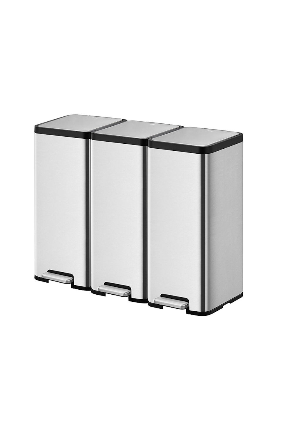 Kompakter und funktionaler Treteimer aus mattgrauem Edelstahl | 30 Liter, HxBxT 66,5x32,1x37,3cm | Silber
