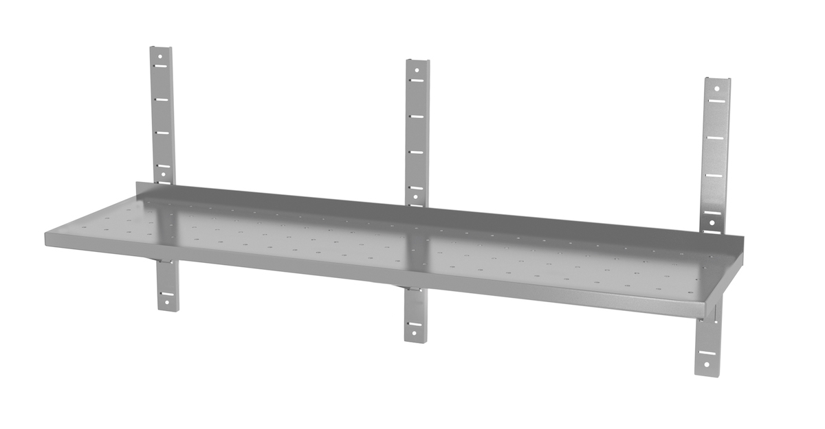 Edelstahl Gastro-Wandboard verstellbar & perforiert | AISI 430 Qualität | HxBxT 60x190x40