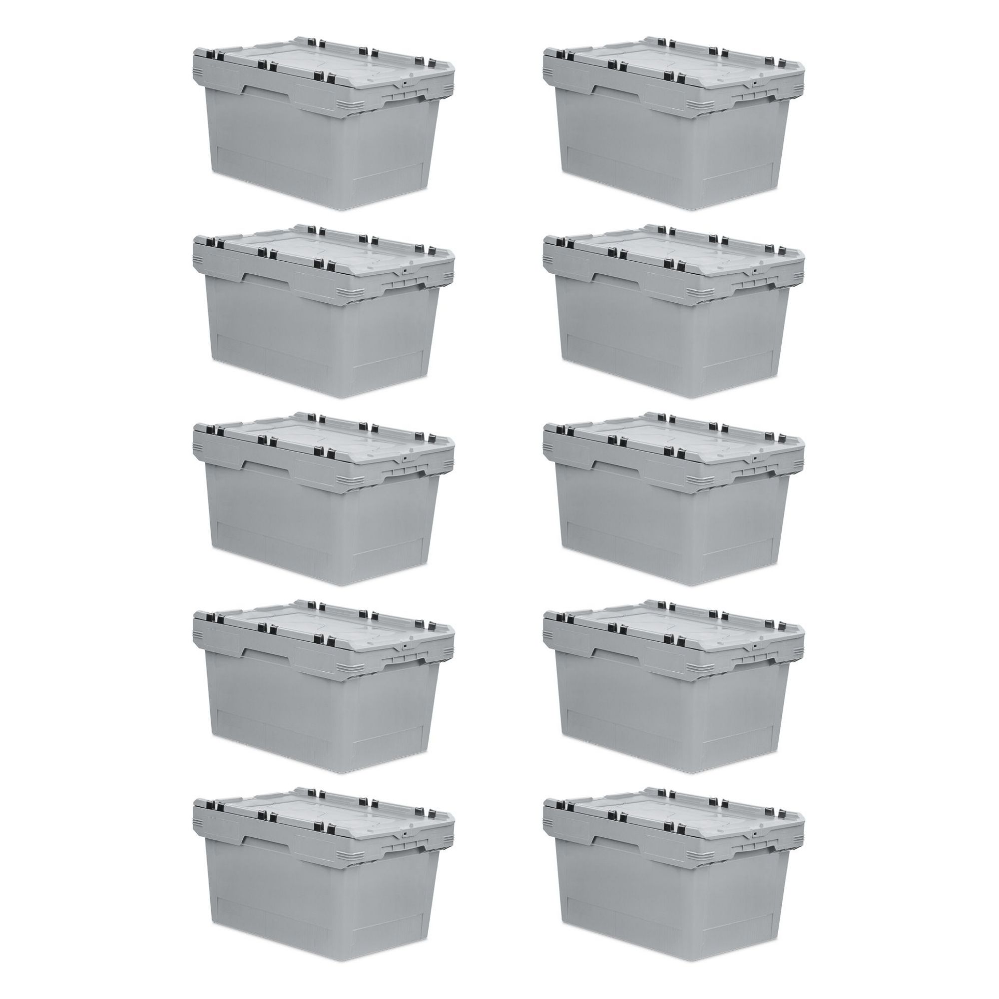 SparSet 10x Conical Mehrweg-Stapelbehälter mit Krokodildeckel Grau | HxBxT 34,9x41x61cm | 58 Liter | Lagerbox Eurobox Transportbox Transportbehälter Stapelbehälter