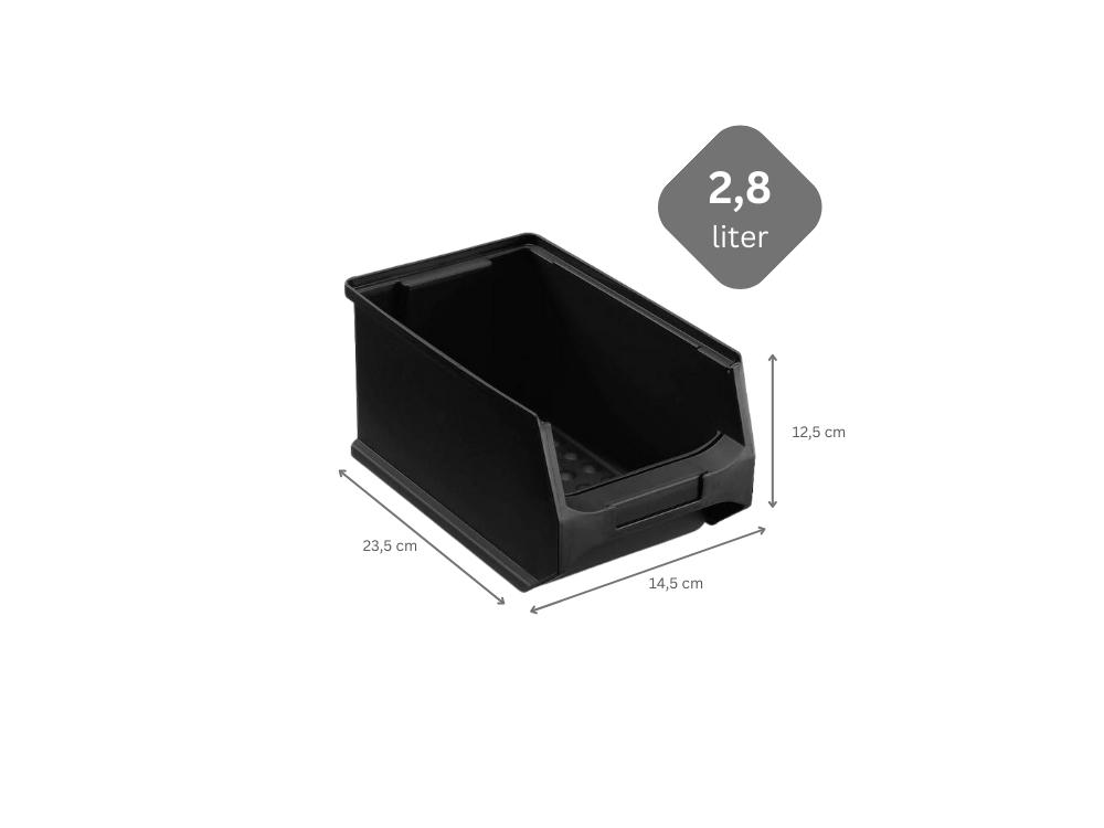 Leitfähige Sichtlagerbox 3.0 | HxBxT 12,5x14,5x23,5cm | 2,8 Liter | ESD, Sichtlagerbehälter, Sichtlagerkasten, Sichtlagerkastensortiment, Sortierbehälter