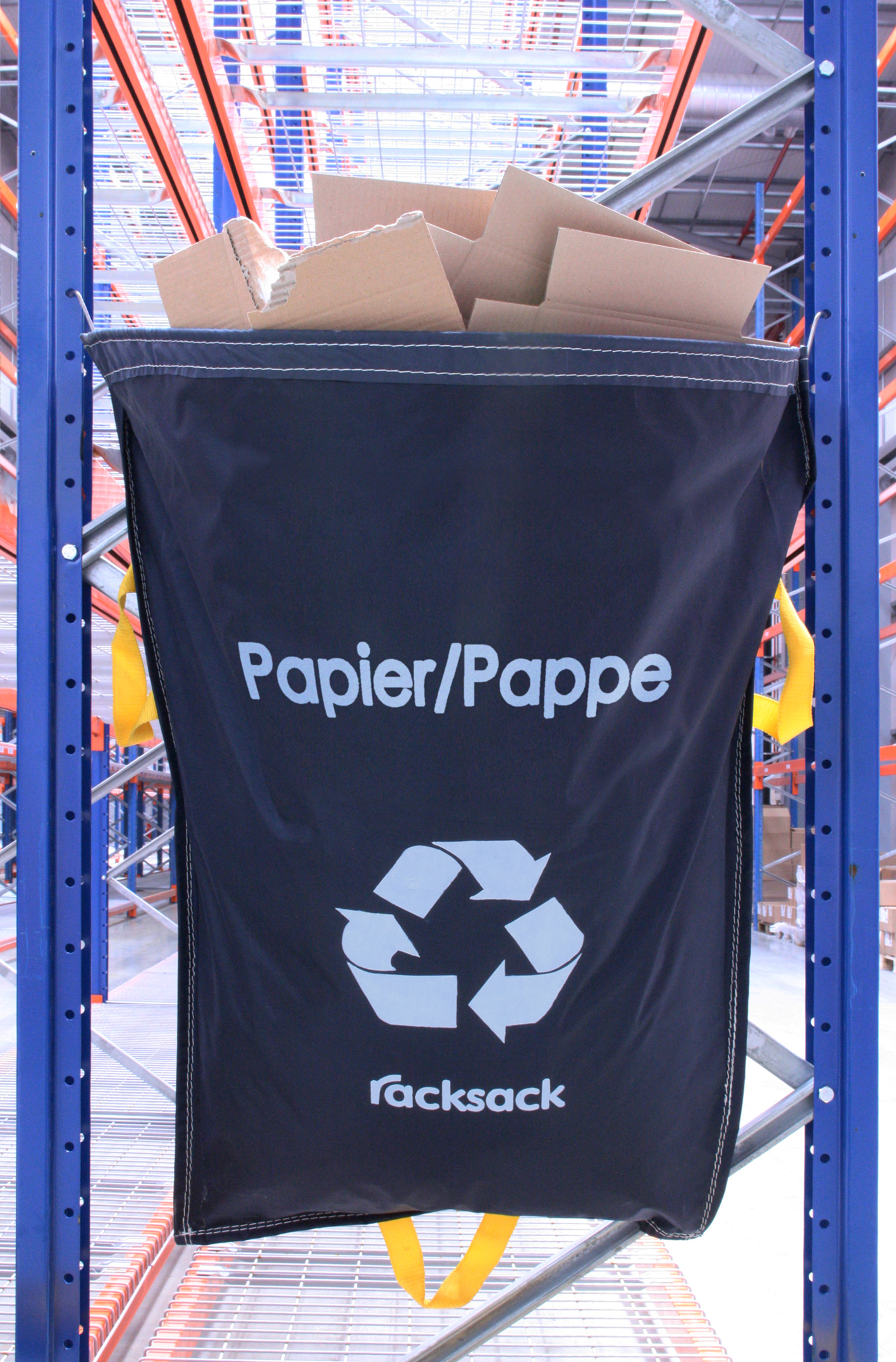 SuperSparSet 20x RACKSACK Müllsack zur effizienten Befestigung an Regal-Stirnseiten inkl. Griffe | Rahmenbreite 90-110cm | Papier/Pappe