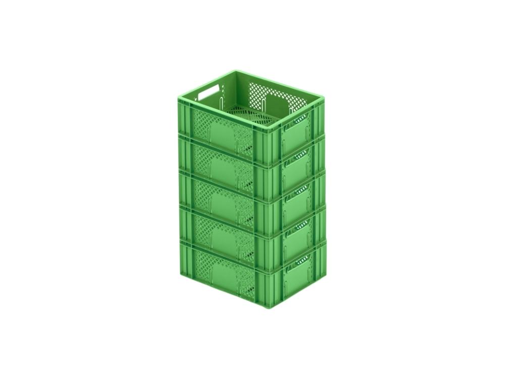 SparSet 5x Eurobehälter Obst- und Gemüsekasten | HxBxT 14,2x30x40cm | 13 Liter | Grün | Obst-Gemüsekiste, Obstkorb, Transportbox