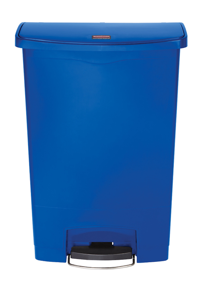 Rubbermaid Slim Jim Step On Container Front Step Pedal-Abfalleimer | 90 Liter, HxBxT 82,6x35,3x75cm | Polyethylen | Blau