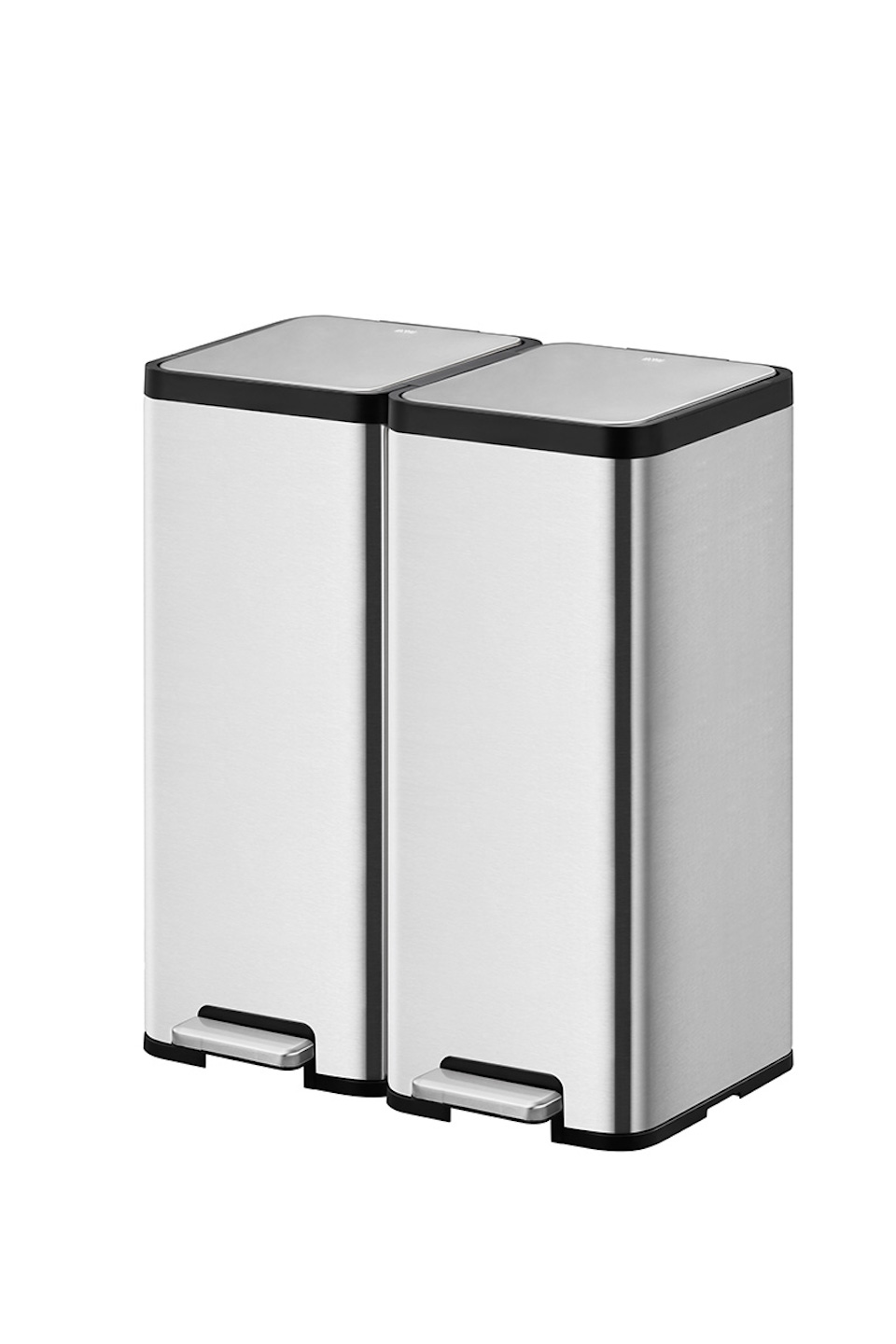 Kompakter und funktionaler Treteimer aus mattgrauem Edelstahl | 30 Liter, HxBxT 66,5x32,1x37,3cm | Silber