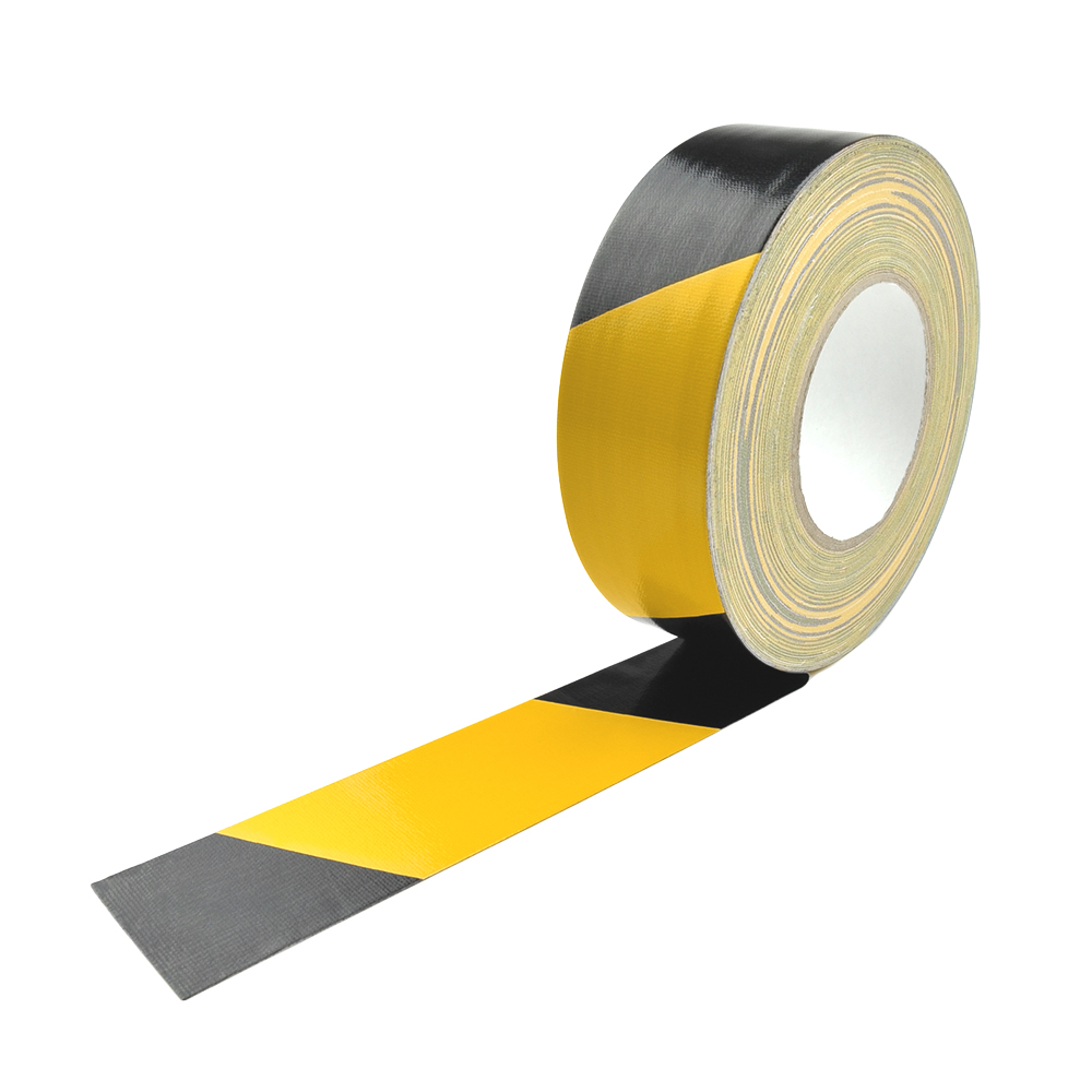 Gewebeklebeband für den Innen- & Außenbereich | BxL 2,5cm x 50m | PE 0,3mm | Gelb/Schwarz linksweisend