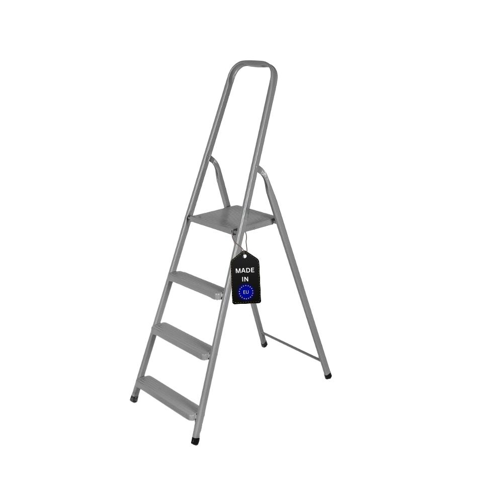 Stufenstehleiter ECONOMY BASIC aus Hochleistungsstahl | einseitig begehbar | 4 Stufen | Arbeitshöhe 2,75m | Traglast 125kg | Anthrazit
