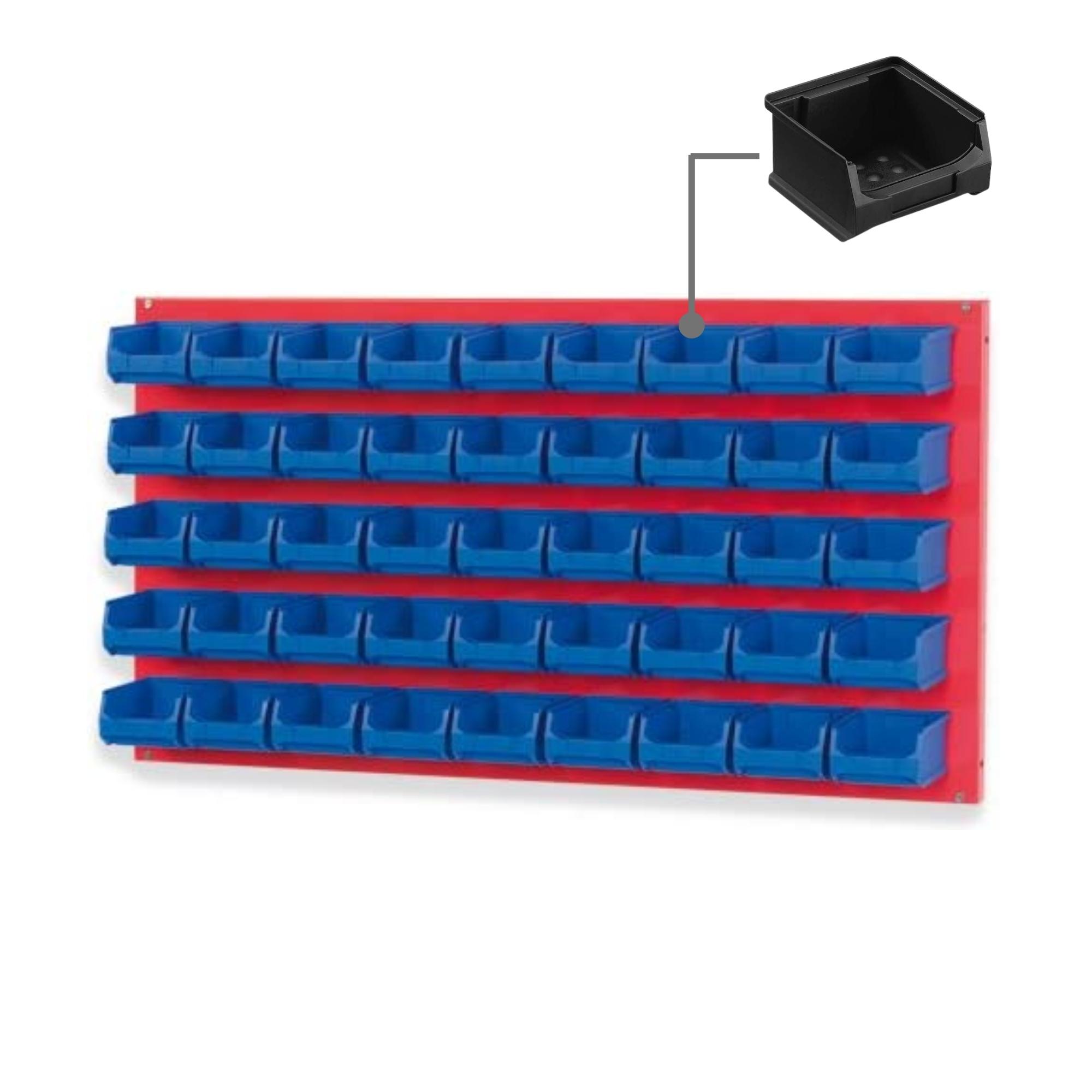 Trägersystem Rote Systemplatte mit 45x leitfähigen Sichtlagerboxen 1.0 | Maße HxB 50x100cm | Sichtlagerbox, Sichtlagerbehälter, Sichtlagerkasten